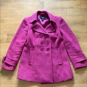 Ann Taylor Petite Pink Wool Pea Coat